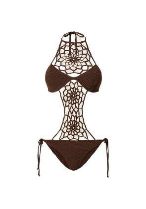 TWINSET crochet-knit swimsuit - Brown