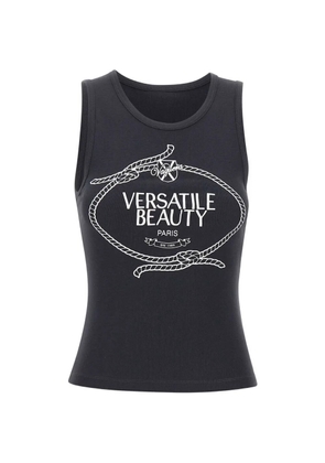 Vaquera logo-print cotton top - Black