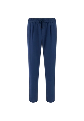 Boggi Milano City drawstring linen trousers - Blue