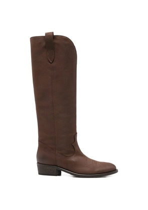 Via Roma 15 embroidered knee-length boots - Brown