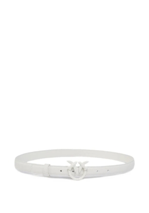 PINKO thin colour-block Love Birds leather belt - White