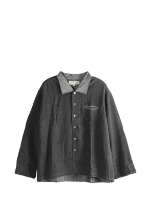 MUTEDANCE chest-pocket check-collar shirt - Grey