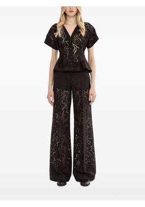 NISSA floral-embroidered jacket - Black