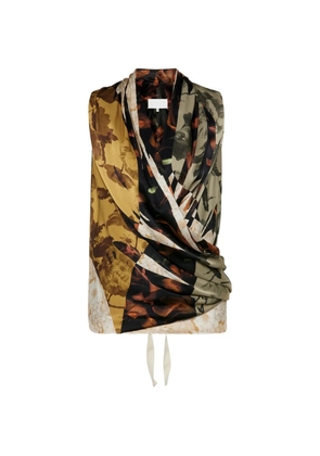 Maison Margiela draped floral silk top - Yellow