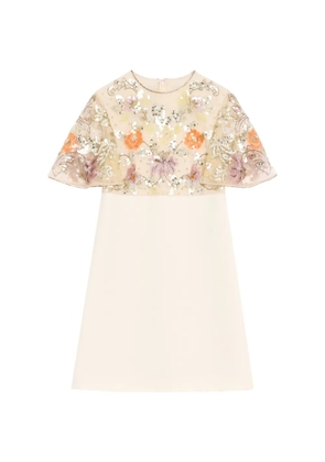 Valentino Garavani embroidered crepe couture short dress - Neutrals
