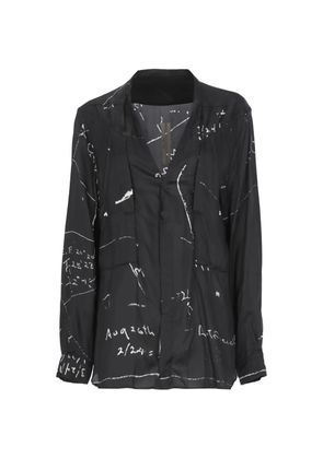 Rick Owens printed V-neck shirt - Black