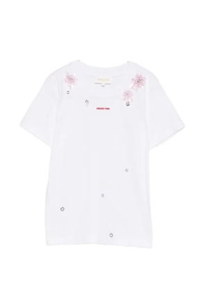 SHUSHU/TONG floral appliqué T-shirt - White