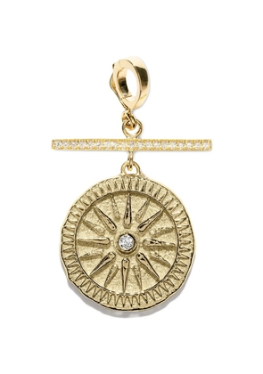 Azlee small Sunburst coin diamond pendant - Gold