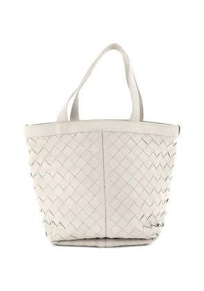 Bottega Veneta Pre-Owned Flip Flap Intrecciato Leather Small tote bag - White