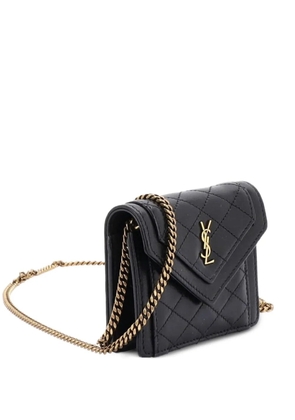 Saint Laurent Pre-Owned Gaby Envelope Chain Quilted Leather Micro crossbody bag - Black