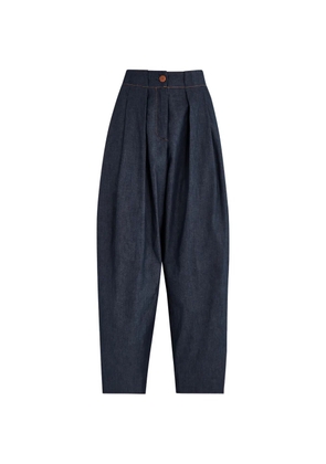 Palmer//Harding Solo barrel-leg chambray trousers - Blue
