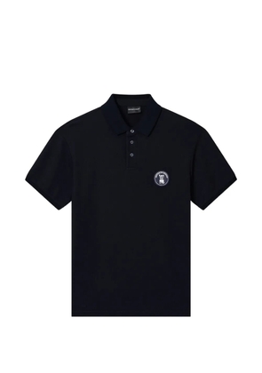 Emporio Armani logo-patch point-collar polo shirt - Blue