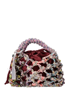 Kurt Geiger London satin-fabric crystal-embellished tote bag - Pink