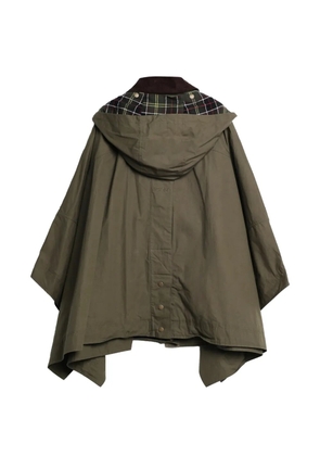 VICOLO hooded check-collar cape coat - Green