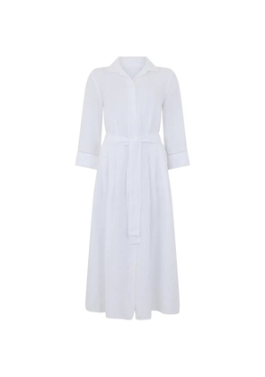 120% Lino belted midi dress - White