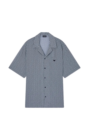 Emporio Armani buttoned patterned beachwear shirt - Blue