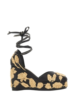 Castañer Carmela floral-embroidered leather sandals - Black