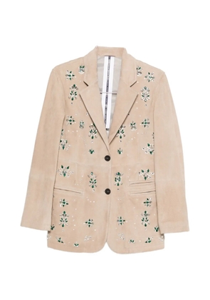 Sword embellishment single-breasted jacket - Neutrals