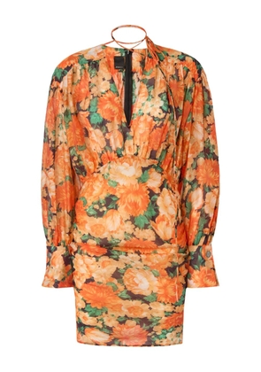 PINKO floral V-neck mini dress - Orange