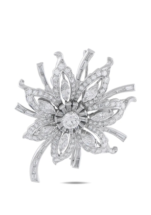 LB Exclusive floral-motif diamond brooch - Silver