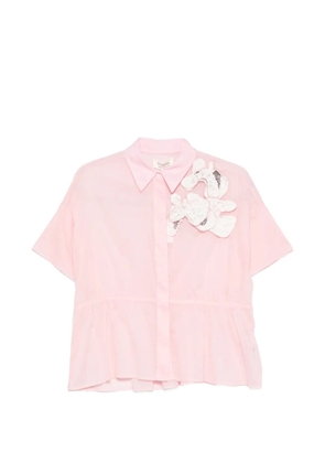 PSOPHIA floral-appliqué shirt set - Pink