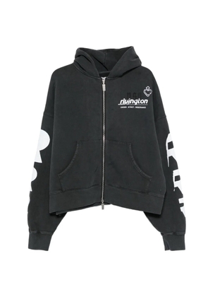 RRR123 pockets zip front hoodie - Black