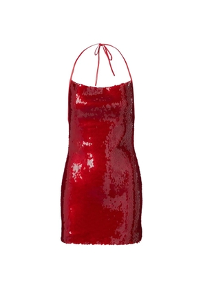 David Koma sequin-embellished halterneck dress - Red