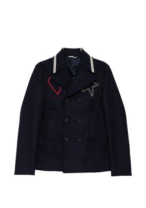 Valentino Garavani double-breasted embroidered jacket - Blue
