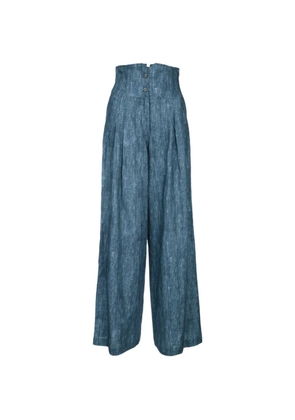 ERMANNO FIRENZE drawstring high-waisted trousers - Blue