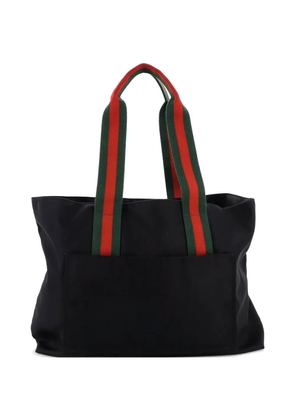 Gucci Pre-Owned Logo Web Pocket Embossed Nylon Large tote bag - Black