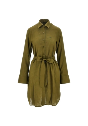 Emporio Armani tie-waist shirt dress - Green
