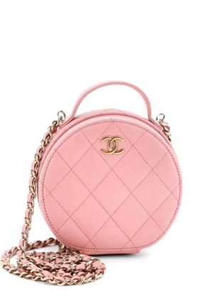 CHANEL Pre-Owned Handle with Care Round Vanity Case with Chain Quilted Caviar Small crossbody bag - Pink
