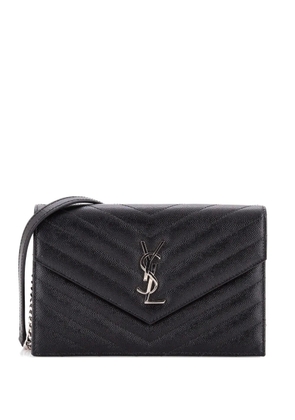Saint Laurent Pre-Owned Classic Monogram Wallet on Chain Matelasse Chevron Leather Small crossbody bag - Black
