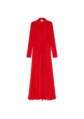 GANNI buttoned tie maxi dress - Red