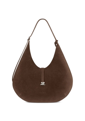 Courrèges logo-plaque shoulder bag - Brown