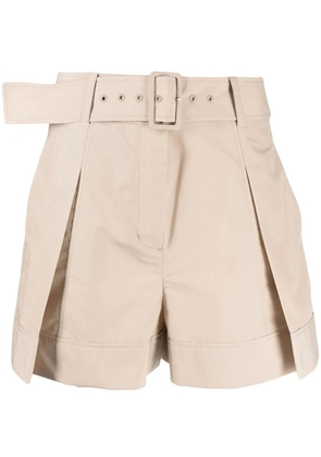3.1 Phillip Lim pleat-detailing belted shorts - Neutrals