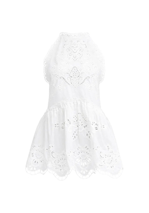 FARM Rio scallop-trim mini dress - White