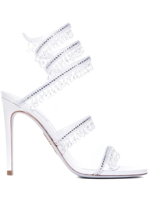 René Caovilla 105mm leather sandals - White