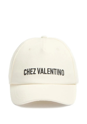 Valentino Garavani Chez Valentino Cotton Baseball Cap With Embroidery - Neutrals