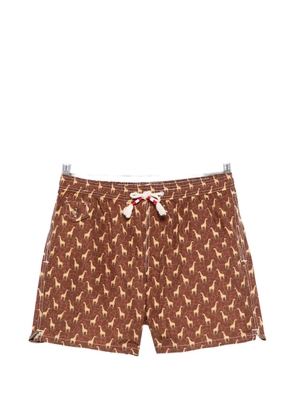 MC2 Saint Barth giraffe print swim shorts - Brown