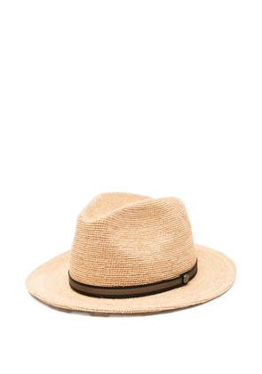 Borsalino ribbon straw hat - Neutrals