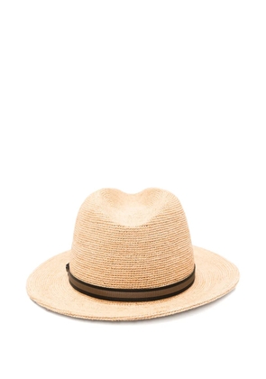 Borsalino ribbon straw hat - Neutrals