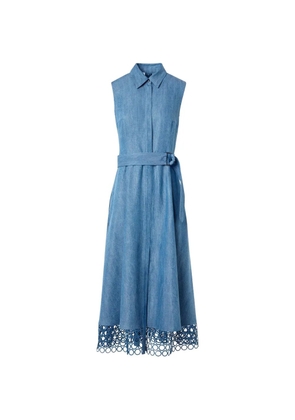 Akris Punto laser-cut belted midi dress - Blue