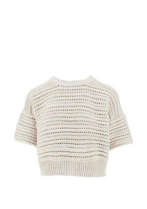 Emporio Armani pointelle-knit top - Neutrals