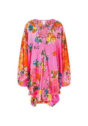 Camilla Illustration Nation V-neck mini kaftan - Pink