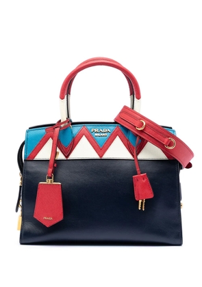 Prada Pre-Owned 2013-2025 Medium Saffiano Trimmed City Calf Greca Esplanade satchel - Blue