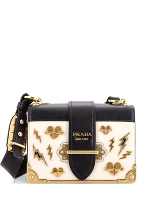 Prada Pre-Owned Cahier Embellished Leather Small crossbody bag - White