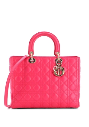 Christian Dior Pre-Owned Vintage Lady Dior Bag Cannage Quilt Lambskin Large satchel - Pink