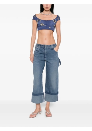 SHUSHU/TONG embellished V-neck top - Blue