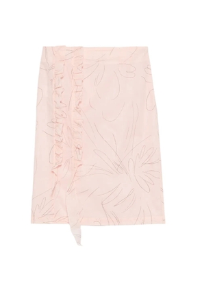 Plan C ruffled-detail midi skirt - Pink